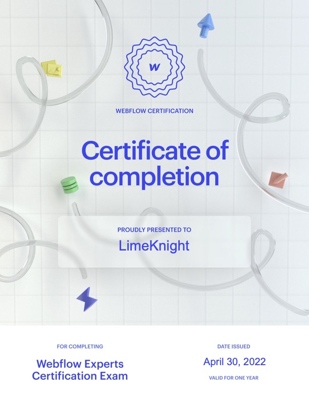 Webflow certificate of completion - Experts