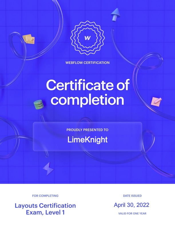 Webflow certificate of completion - Level 2 Layouts